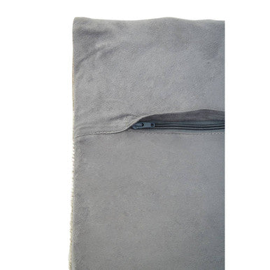 Grey Hair on Leather Patchwork Cushion