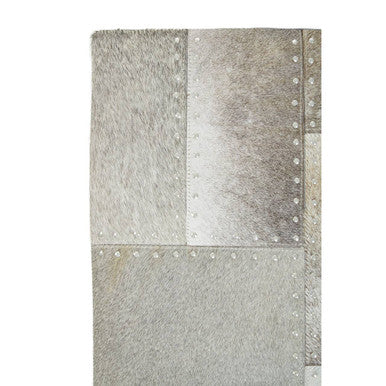 Grey Hair on Leather Patchwork Cushion