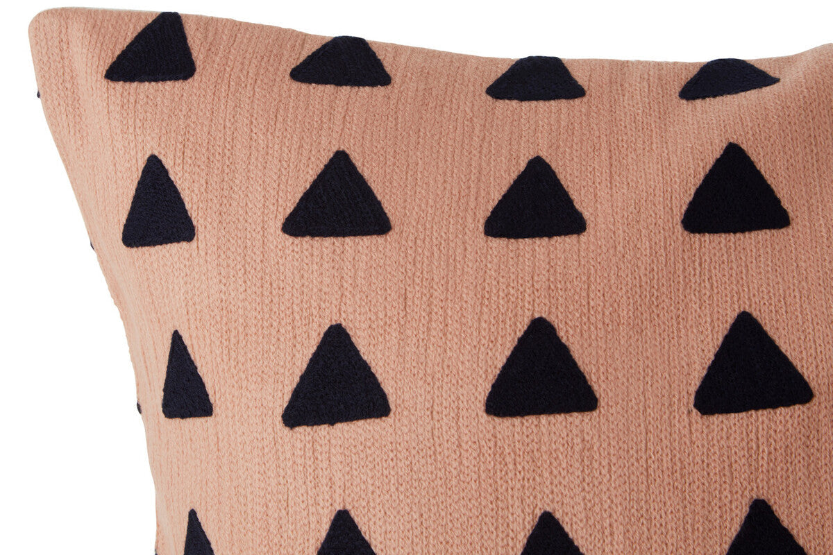 Pink and Navy Square Embroidered Cushion