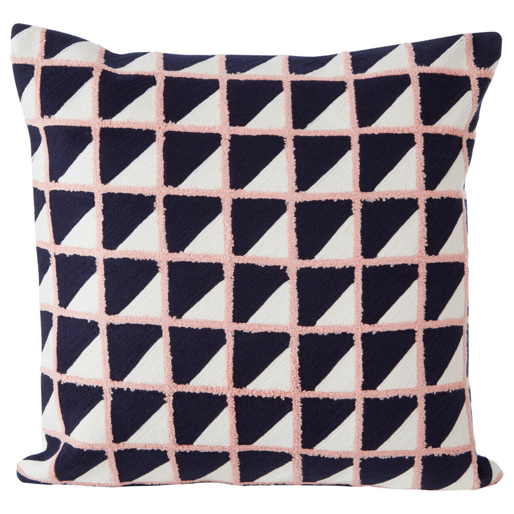 Grid Design Embroidered Cushion