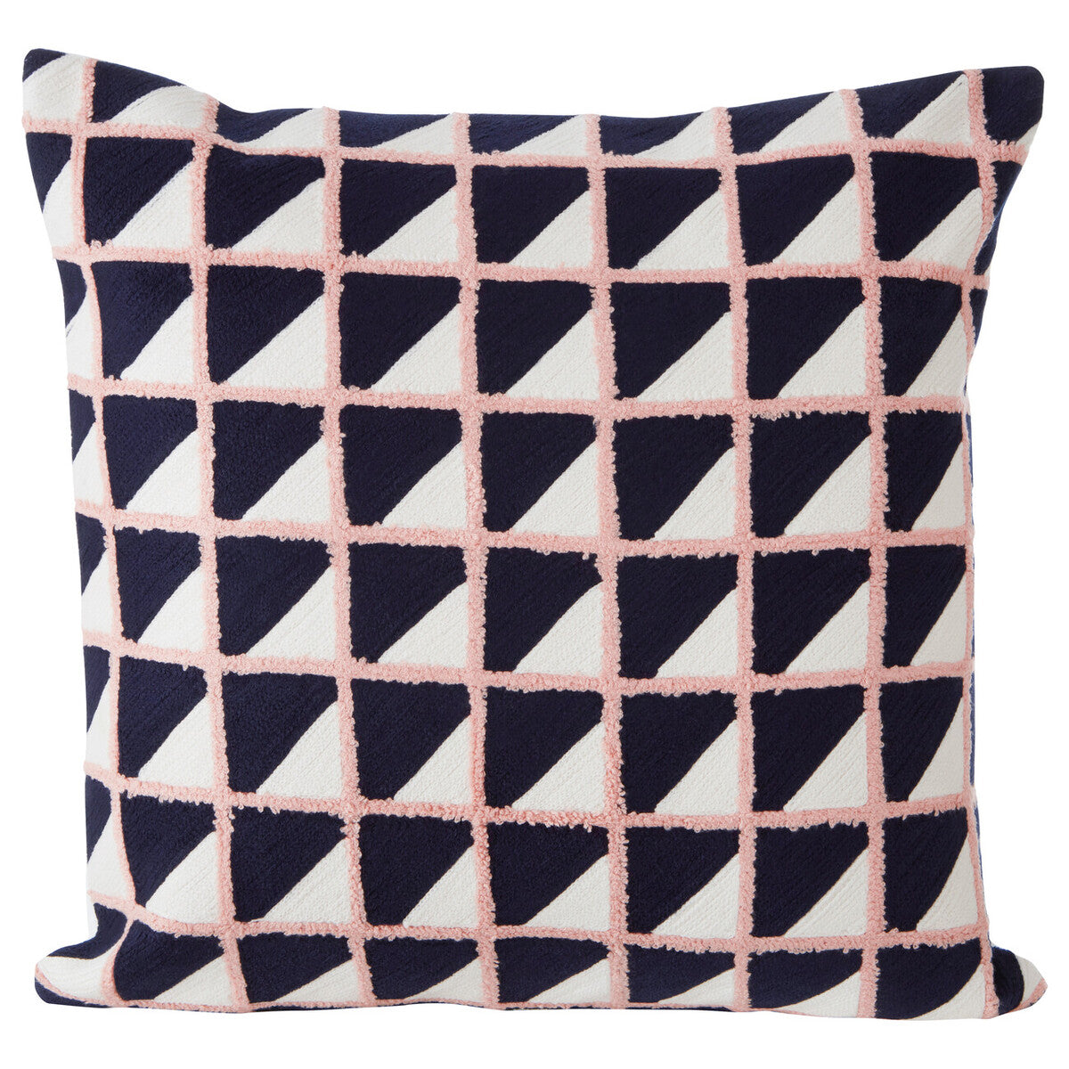Grid Design Embroidered Cushion
