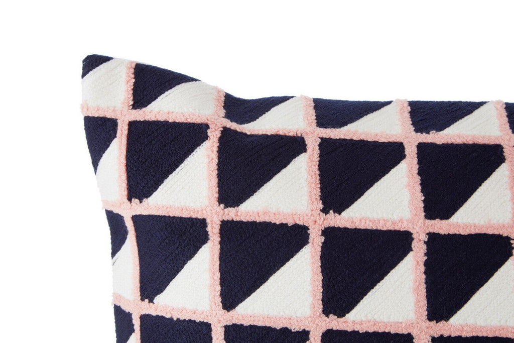 Grid Design Embroidered Cushion