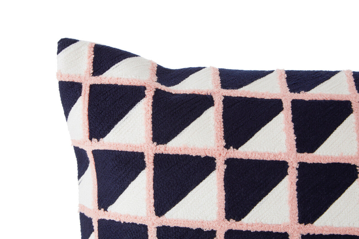 Grid Design Embroidered Cushion