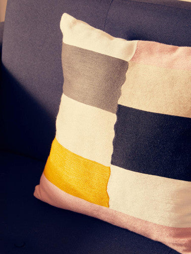 Patch Design Cushion with Colour Block Panels