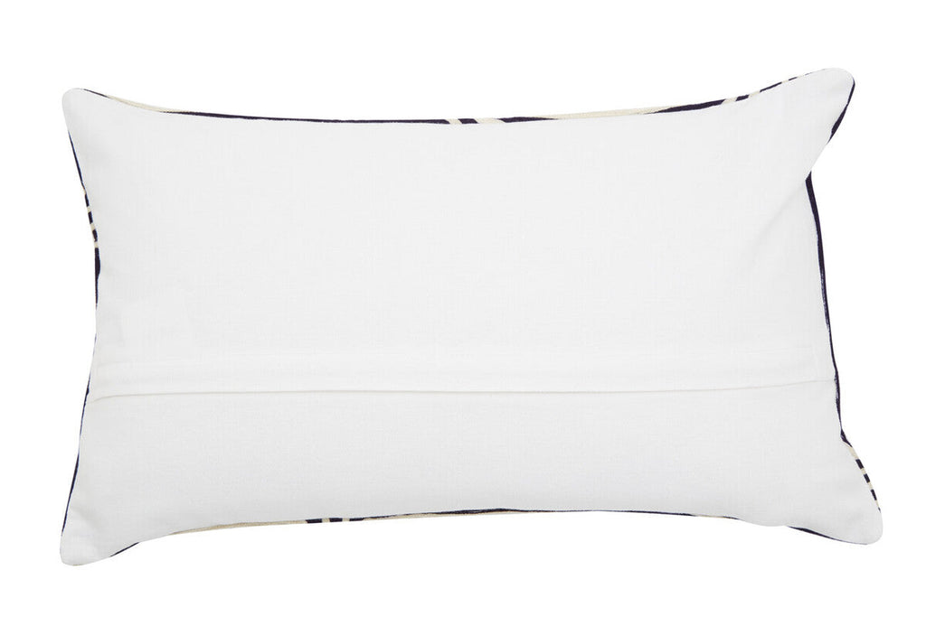 Black and White Embroidered Rectangular Cushion