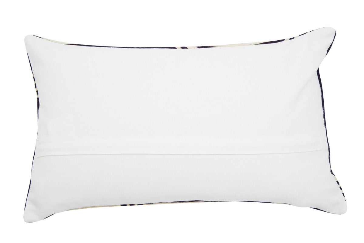Black and White Embroidered Rectangular Cushion