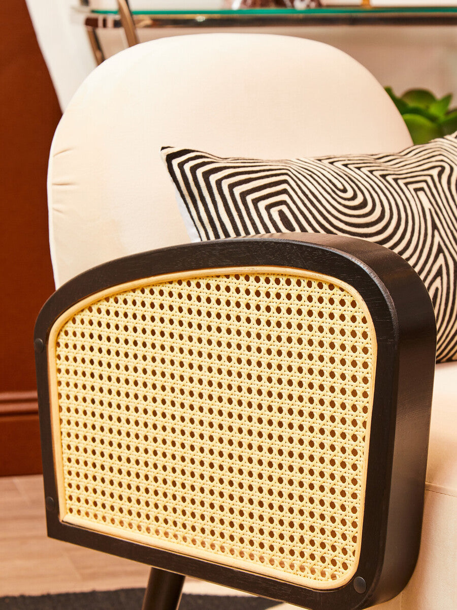 Black and White Embroidered Rectangular Cushion