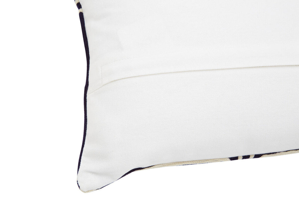 Black and White Embroidered Rectangular Cushion