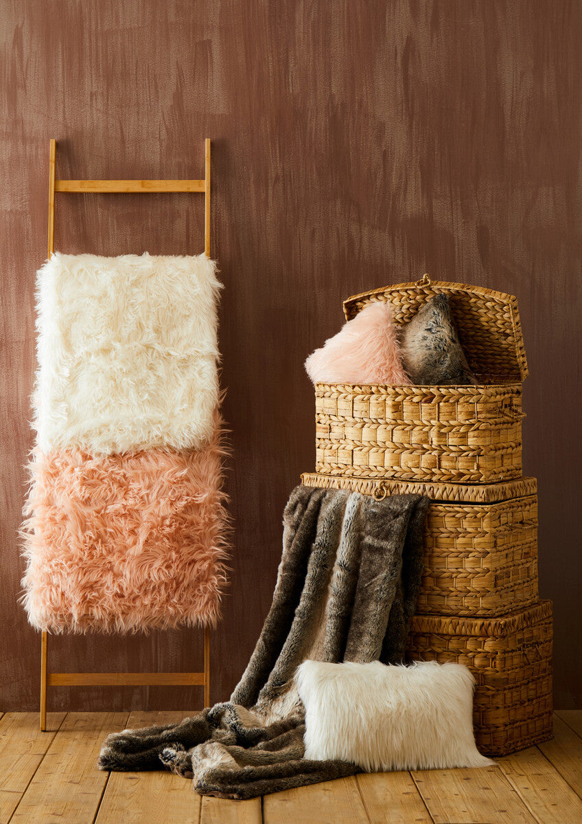 Cream Fur Throw Blanket