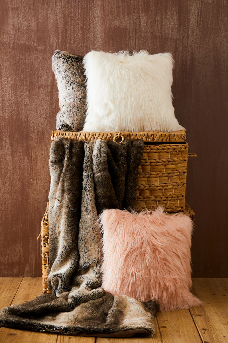 Cream Square Fur Cushion