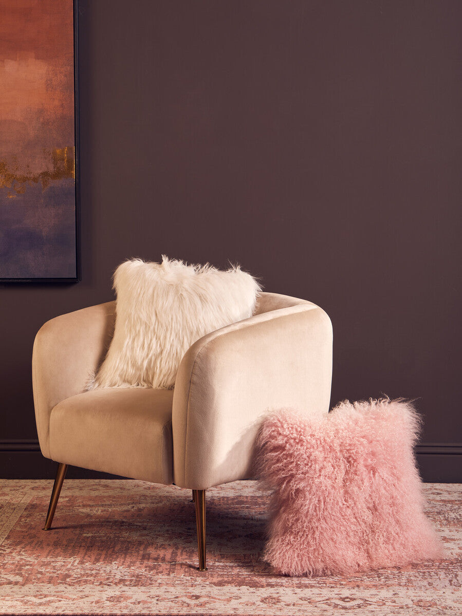 Cream Square Fur Cushion