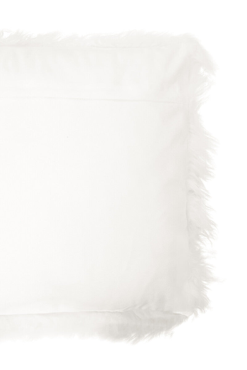 Real Mongolian Fur White Square Cushion