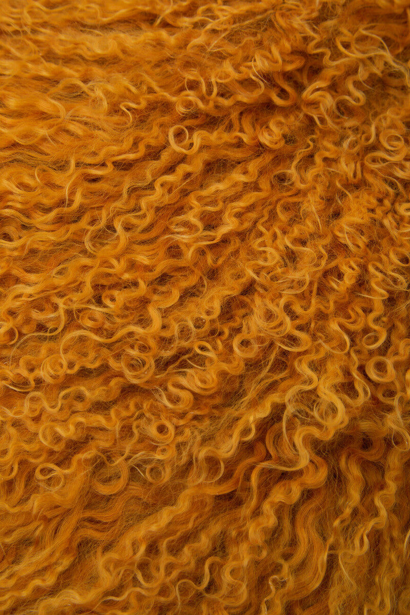 Real Mongolian Fur Ochre Rectangular Cushion