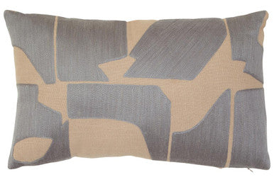 Natural and Grey Cushion with Embroidered Detail