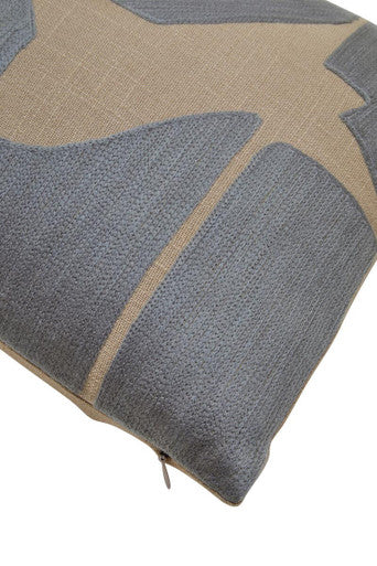 Natural and Grey Cushion with Embroidered Detail