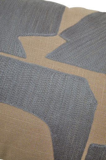 Natural and Grey Cushion with Embroidered Detail