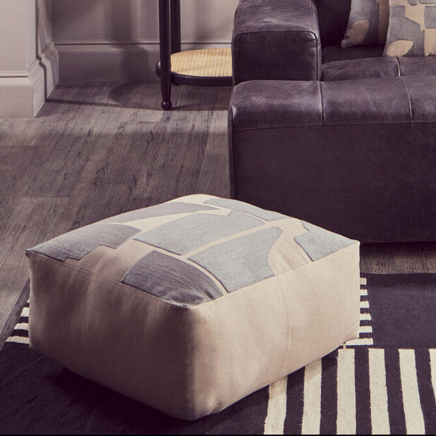 Natural and Grey Square Floor Cushion