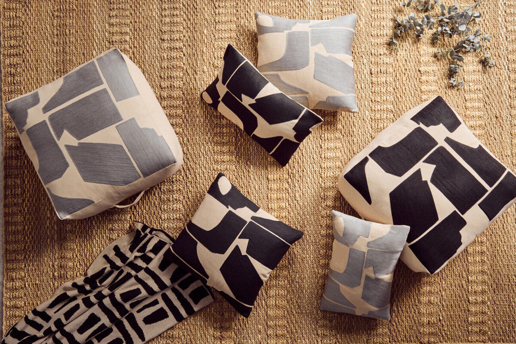 Natural and Grey Square Floor Cushion