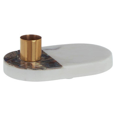 Stone Candle Holder with Semi Precious Accents