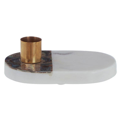 Stone Candle Holder with Semi Precious Accents