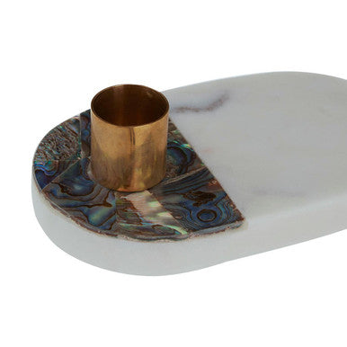 Stone Candle Holder with Semi Precious Accents