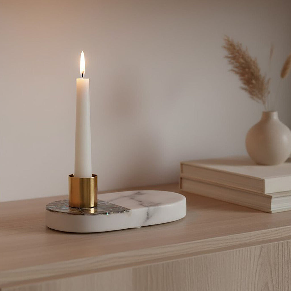 Stone Candle Holder with Semi Precious Accents