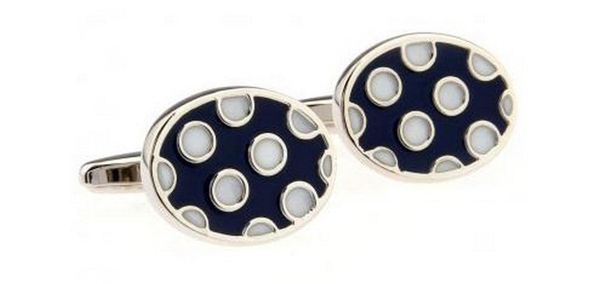 Navy and White Spotty Cufflinks
