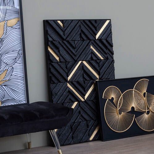 Black Wood Carving Wall Art