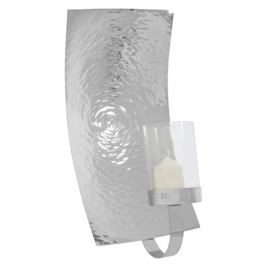 Small Wall Sconce with Hammered Silver Finish