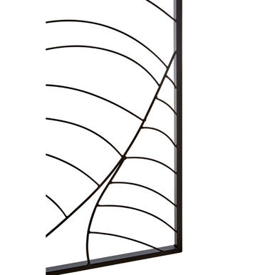 Small Black Metal Frame Leaf Design Wall Art