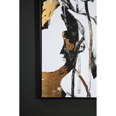 Floral and Metallic Wall Art in Black, White and Gold