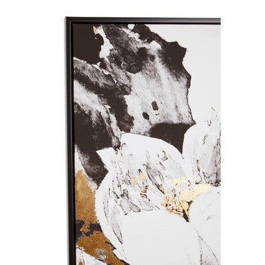 Floral and Metallic Wall Art in Black, White and Gold