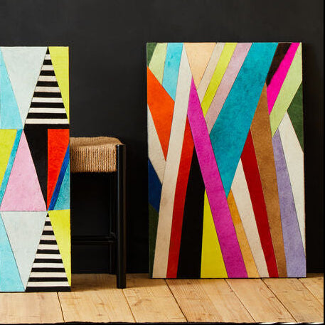 Genuine Leather Striped Wall Art