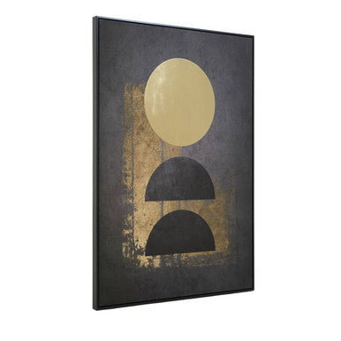 Gold Foil Canvas Wall Art with Celestial Abstract Design