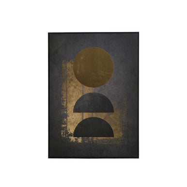 Gold Foil Canvas Wall Art with Celestial Abstract Design