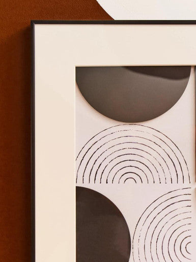 Black and White Wall Art with Carved Relief Pattern