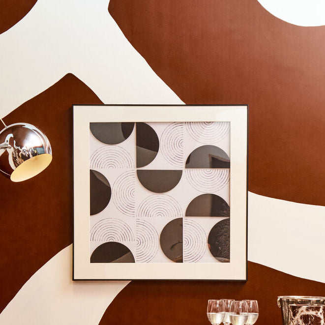 Black and White Wall Art with Carved Relief Pattern