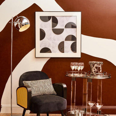 Black and White Wall Art with Carved Relief Pattern