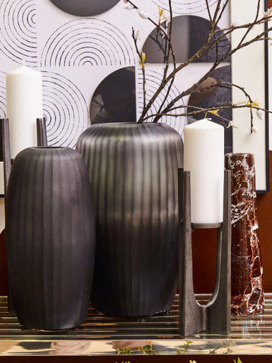 Black and White Wall Art with Carved Relief Pattern