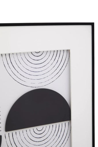 Black and White Wall Art with Carved Relief Pattern