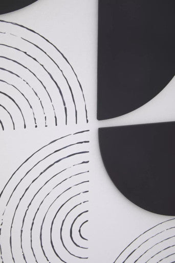 Black and White Wall Art with Carved Relief Pattern