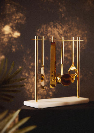 Marble and Gold Finish Bar Tool Stand