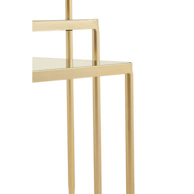 Set of 3 Mirrored Glass Triangle Nesting Tables with Champagne Gold Frame