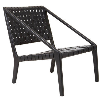 Black Cow Leather Woven Chair