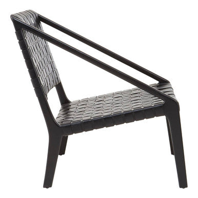 Black Cow Leather Woven Chair