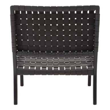 Black Cow Leather Woven Chair