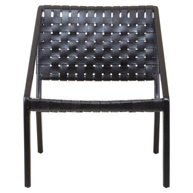 Black Cow Leather Woven Chair