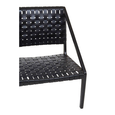 Black Cow Leather Woven Chair