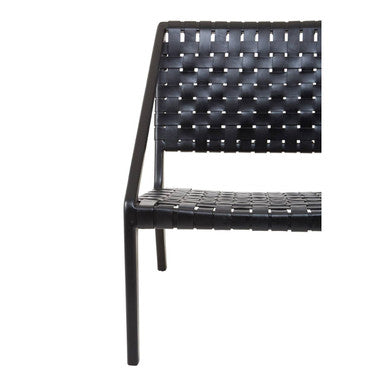 Black Cow Leather Woven Chair
