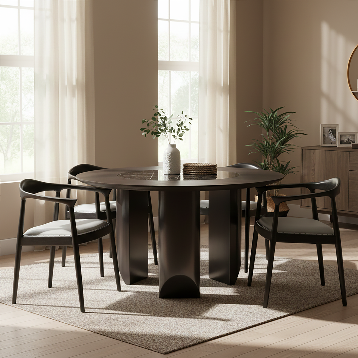 Kendari Open Back Grey Leather Chair